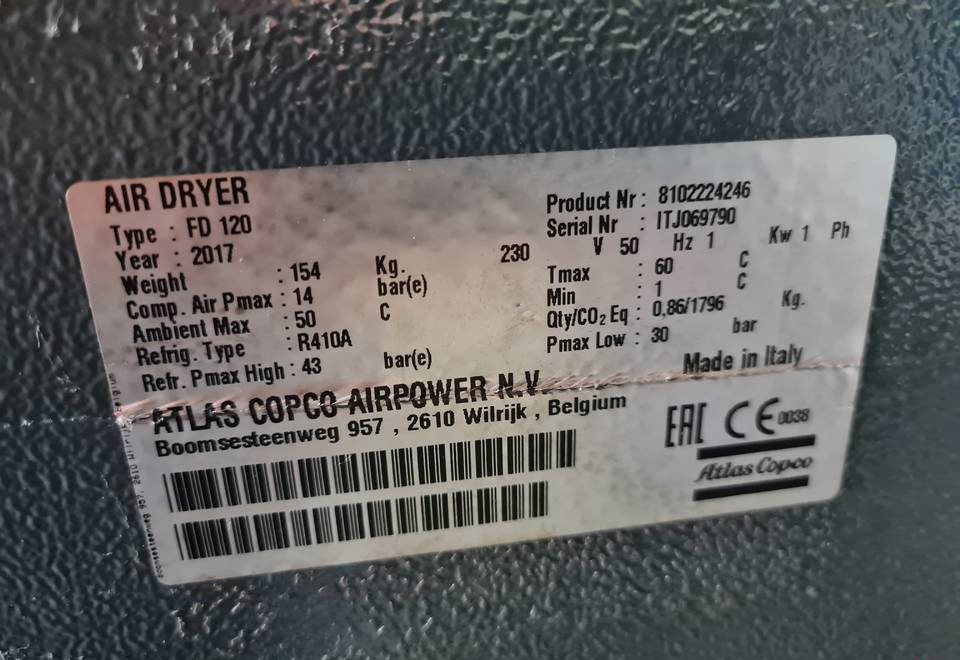 OSUSZACZ ZIĘBNICZY ATLAS COPCO FD 120 7,2m3 - Luftkompressor: bilde 3 OSUSZACZ ZIĘBNICZY ATLAS COPCO FD 120 7,2m3 - Luftkompressor: bilde 3