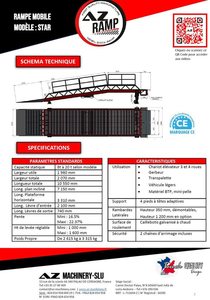 Loading Ramp with with electric tilting bridge - AZ RAMP - STAR- 10T-ZR-E. 10 ton capacity - Lasterampe: bilde 2 Loading Ramp with with electric tilting bridge - AZ RAMP - STAR- 10T-ZR-E. 10 ton capacity - Lasterampe: bilde 2
