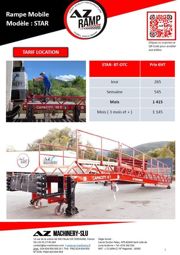 **RENTAL** Loading Ramp with with hydraulic tilting bridge - AZ RAMP - STAR- 8T. 8 ton capacity - Lasterampe: bilde 5 **RENTAL** Loading Ramp with with hydraulic tilting bridge - AZ RAMP - STAR- 8T. 8 ton capacity - Lasterampe: bilde 5