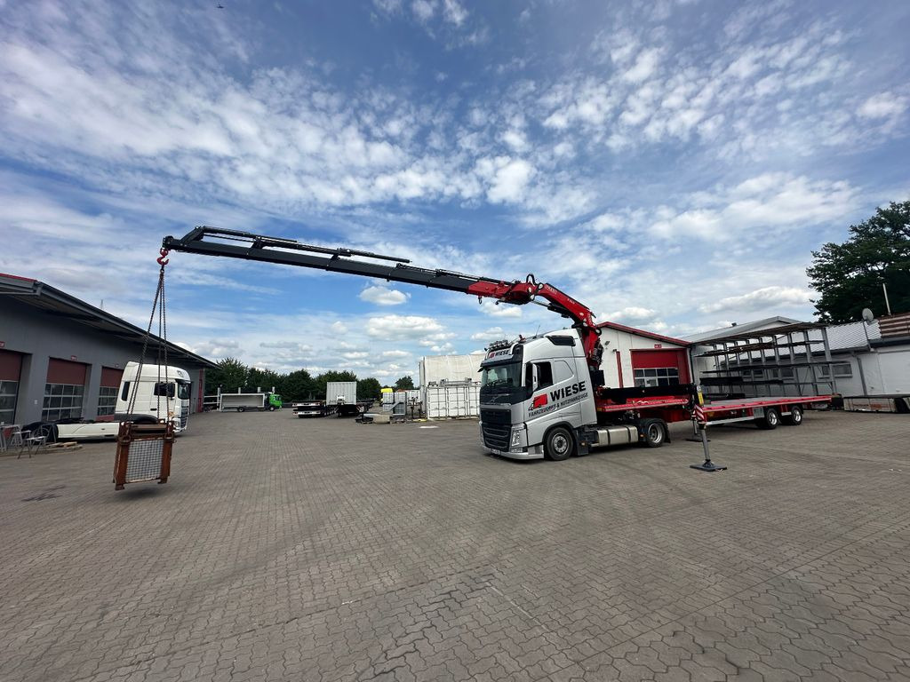 Wiese Stufensattel Tieflader mit Kran Fassi F545 - Lavloader semitrailer: bilde 1 Wiese Stufensattel Tieflader mit Kran Fassi F545 - Lavloader semitrailer: bilde 1