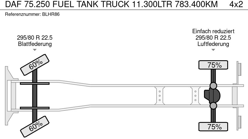 Tankbil for transport av drivstoff DAF 75.250 FUEL TANK TRUCK 11.300LTR 783.400KM: bilde 9