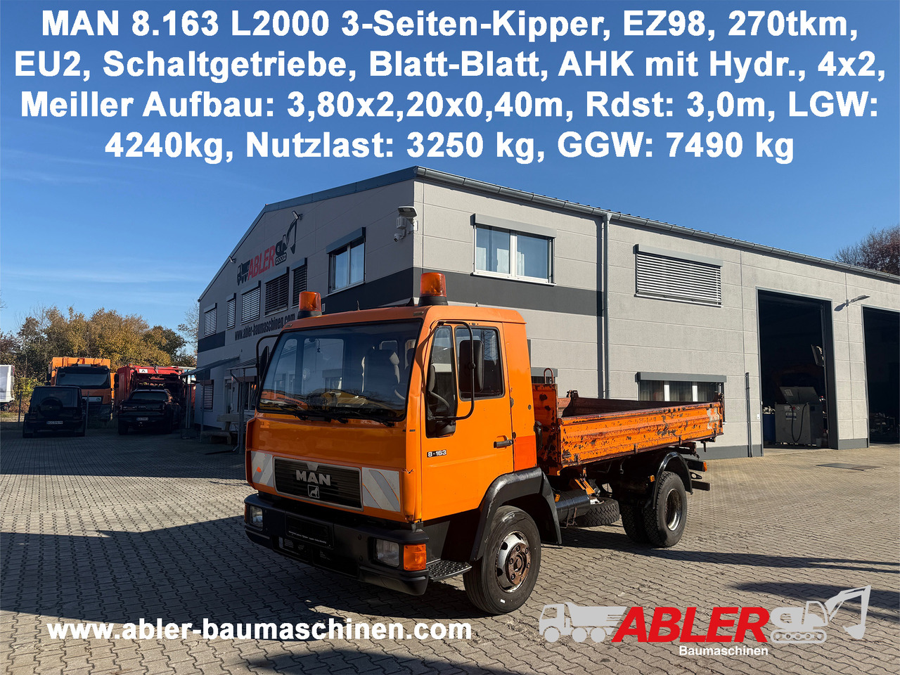 MAN 8.163 L2000 3-Seiten-Kipper AHK - Tippbil: bilde 1 MAN 8.163 L2000 3-Seiten-Kipper AHK - Tippbil: bilde 1