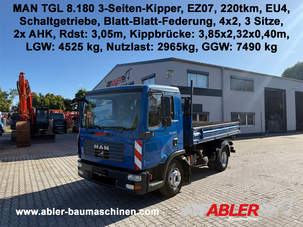 MAN TGL 8.180 3-Seiten-Kipper 2x AHK - Tippbil: bilde 1 MAN TGL 8.180 3-Seiten-Kipper 2x AHK - Tippbil: bilde 1