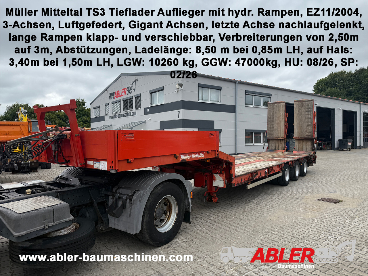 Müller Mitteltal TS3 Tieflader Auflieger mit hydr. Rampen - Lavloader semitrailer: bilde 1 Müller Mitteltal TS3 Tieflader Auflieger mit hydr. Rampen - Lavloader semitrailer: bilde 1