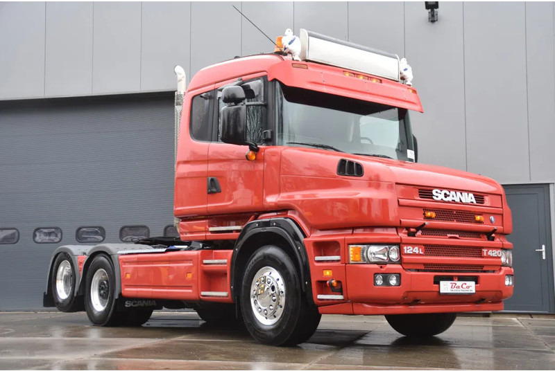 Scania T124-400 6x2 - MANUAL - OLD TACHO - WHEELBASE 390 CM - HUB REDUCTION - ALCOA'S - SLIDING FIFTH WHEEL - GOOD CONDITION - - Trekkvogn: bilde 1 Scania T124-400 6x2 - MANUAL - OLD TACHO - WHEELBASE 390 CM - HUB REDUCTION - ALCOA'S - SLIDING FIFTH WHEEL - GOOD CONDITION - - Trekkvogn: bilde 1