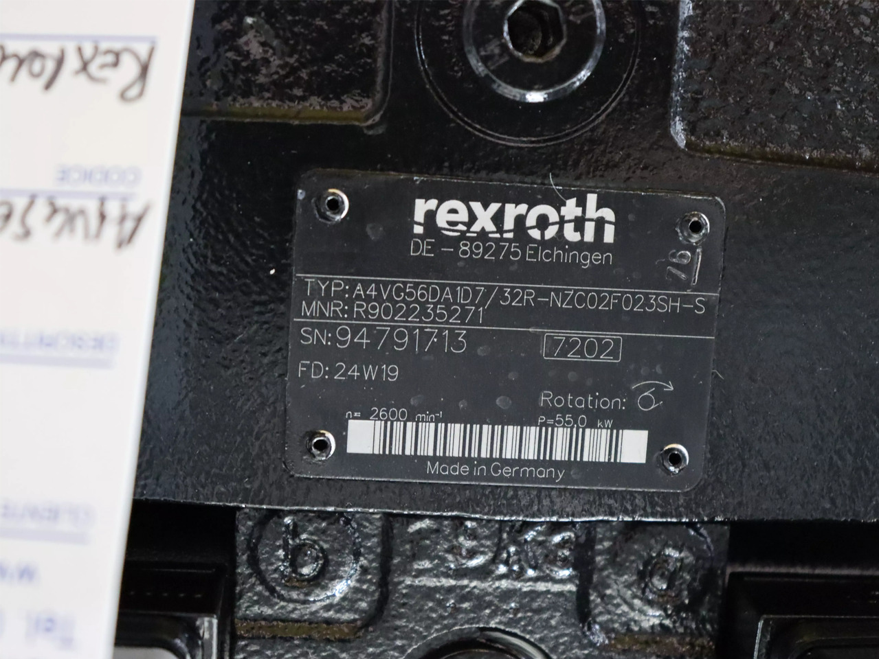 REXROTH A4VG56DA1D7/32R-NZC02F023SH-S - Hydraulisk pumpe for Materialhåndteringsutstyr: bilde 3 REXROTH A4VG56DA1D7/32R-NZC02F023SH-S - Hydraulisk pumpe for Materialhåndteringsutstyr: bilde 3