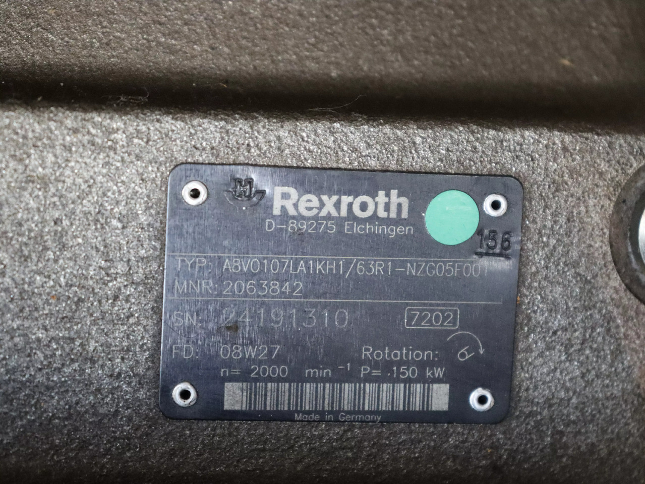 REXROTH A8VO107LA1KH1/63R1-NZG05F001 - Hydraulisk pumpe for Materialhåndteringsutstyr: bilde 5 REXROTH A8VO107LA1KH1/63R1-NZG05F001 - Hydraulisk pumpe for Materialhåndteringsutstyr: bilde 5