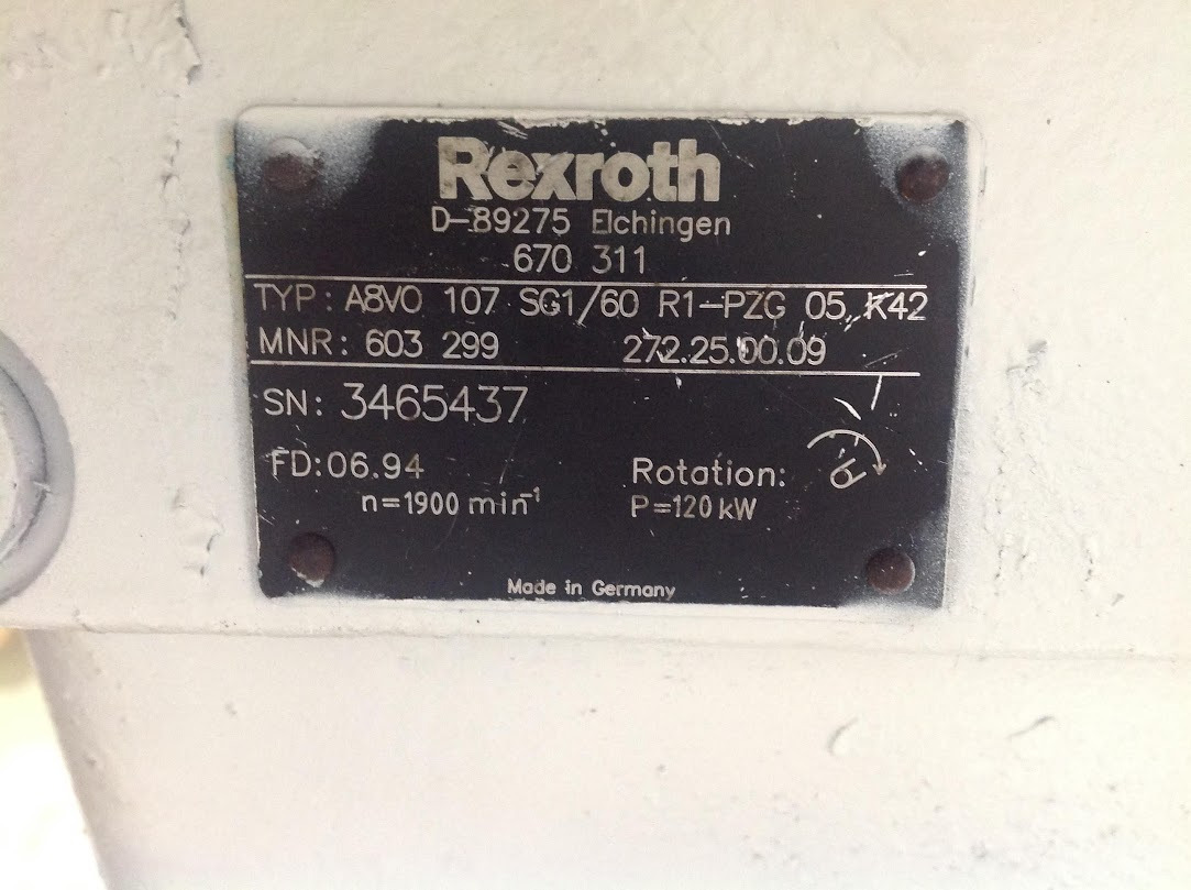 REXROTH A8VO107SG1/60R1-PZG05K42 - Hydraulisk pumpe: bilde 2 REXROTH A8VO107SG1/60R1-PZG05K42 - Hydraulisk pumpe: bilde 2