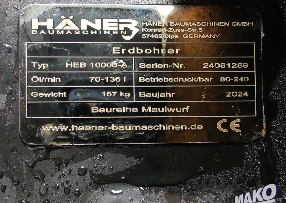NOWY nieużywany świder do ziemi Haner HEB 10000-A - Utstyr for Bygg og anlegg: bilde 4 NOWY nieużywany świder do ziemi Haner HEB 10000-A - Utstyr for Bygg og anlegg: bilde 4