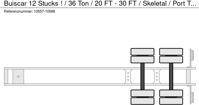 Container-transport/ Vekselflak semitrailer Buiscar 12 Stucks ! / 36 Ton / 20 FT - 30 FT / Skeletal / Port Trailer: bilde 10