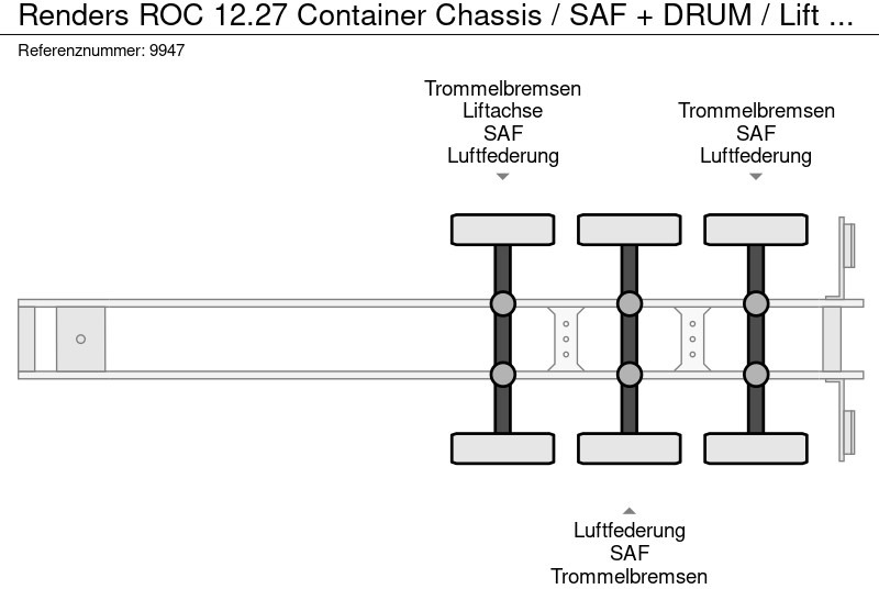 Container-transport/ Vekselflak semitrailer Renders ROC 12.27 Container Chassis / SAF + DRUM / Lift Axle: bilde 8