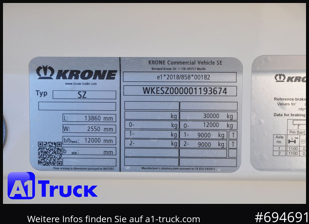 Ny Skapsemi KRONE SZ 2 achs Koffer, Code XL, VDI 2700, SOFORT: bilde 8