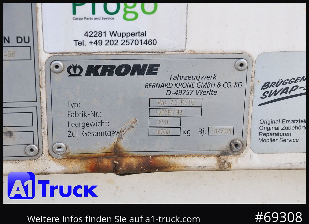Vekselflak - varebil KRONE WB BDF 7,45 Koffer,  2770mm innen, beschädigt: bilde 8