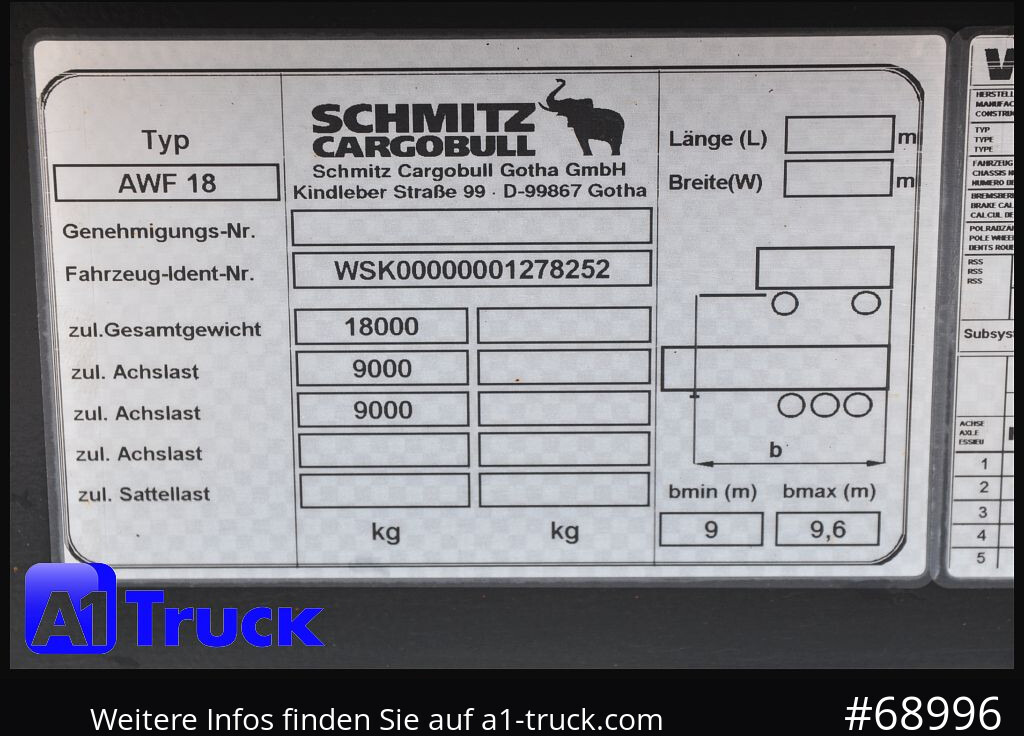 Lastebil SCHMITZ AWF 18, Standard Anhänger, BDF: bilde 8