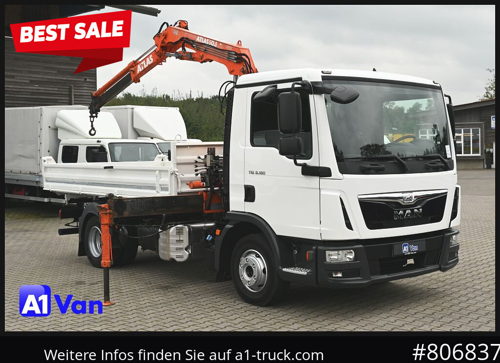 MAN TGL 8.180 Kipper Kran, Meiller, Atlas, AHK - Tippbil: bilde 1 MAN TGL 8.180 Kipper Kran, Meiller, Atlas, AHK - Tippbil: bilde 1