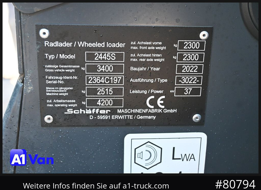 SCHAEFFER Schäffer 2445S Hoflader, Gabel, 127 Bstd. - Hjullaster: bilde 4 SCHAEFFER Schäffer 2445S Hoflader, Gabel, 127 Bstd. - Hjullaster: bilde 4