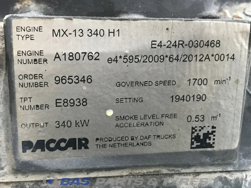 DAF XF106 Motor DAF MX13 340 H1 1850003 - Motor for Lastebil: bilde 5 DAF XF106 Motor DAF MX13 340 H1 1850003 - Motor for Lastebil: bilde 5