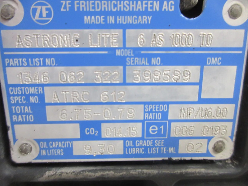 DAF 1721272 // 1719130 6 AS 1000 TO RATIO 6.75-0.79 DAF LF 230 EURO 6 MODEL 2020 - Girkasse for Lastebil: bilde 5 DAF 1721272 // 1719130 6 AS 1000 TO RATIO 6.75-0.79 DAF LF 230 EURO 6 MODEL 2020 - Girkasse for Lastebil: bilde 5