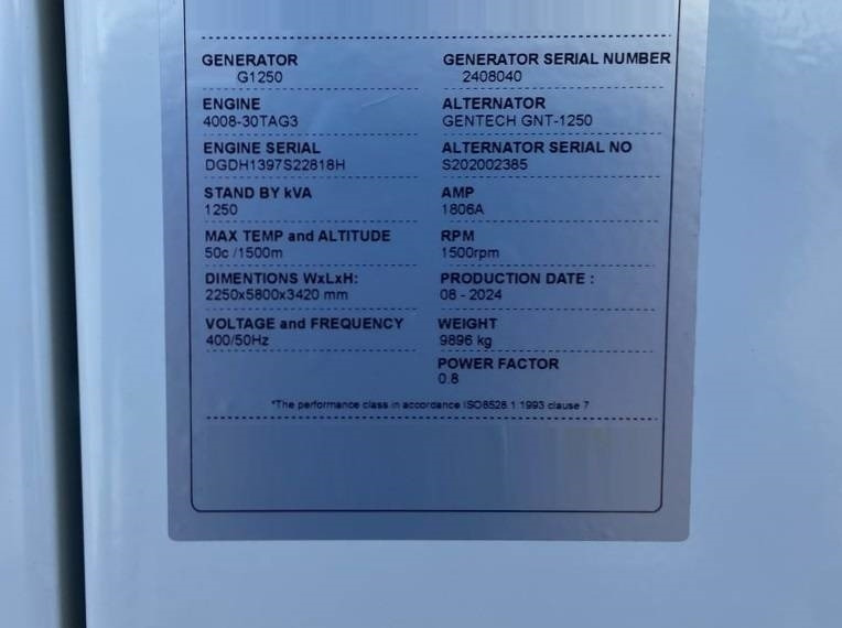 Perkins 4008TAG3 - 1.250 kVA Generator - DPX-21070 - Elektrisk generator: bilde 4 Perkins 4008TAG3 - 1.250 kVA Generator - DPX-21070 - Elektrisk generator: bilde 4