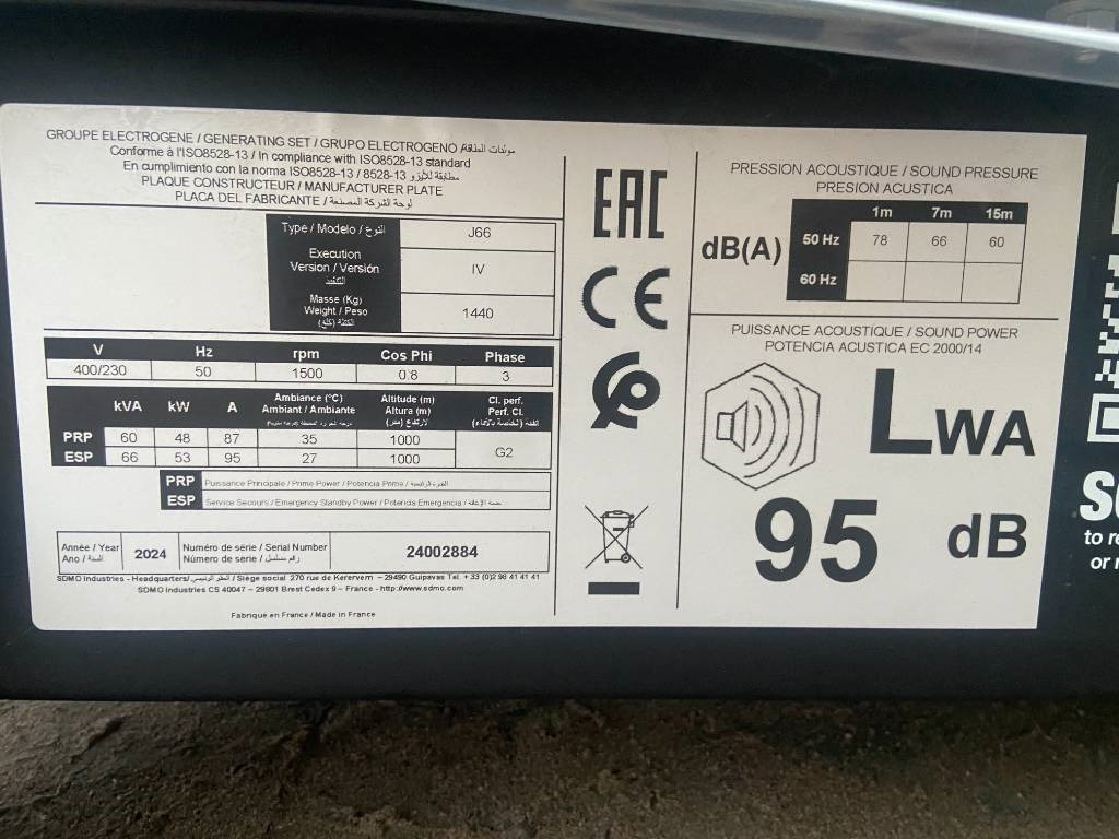 Sdmo J66 - 66 kVA Generator - DPX-17103 - Elektrisk generator: bilde 4 Sdmo J66 - 66 kVA Generator - DPX-17103 - Elektrisk generator: bilde 4