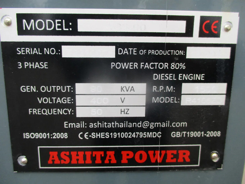 Ny Elektrisk generator Ashita AG3-90 , New Diesel generator , 90 KVA, 3 Phase: bilde 14 Ny Elektrisk generator Ashita AG3-90 , New Diesel generator , 90 KVA, 3 Phase: bilde 14