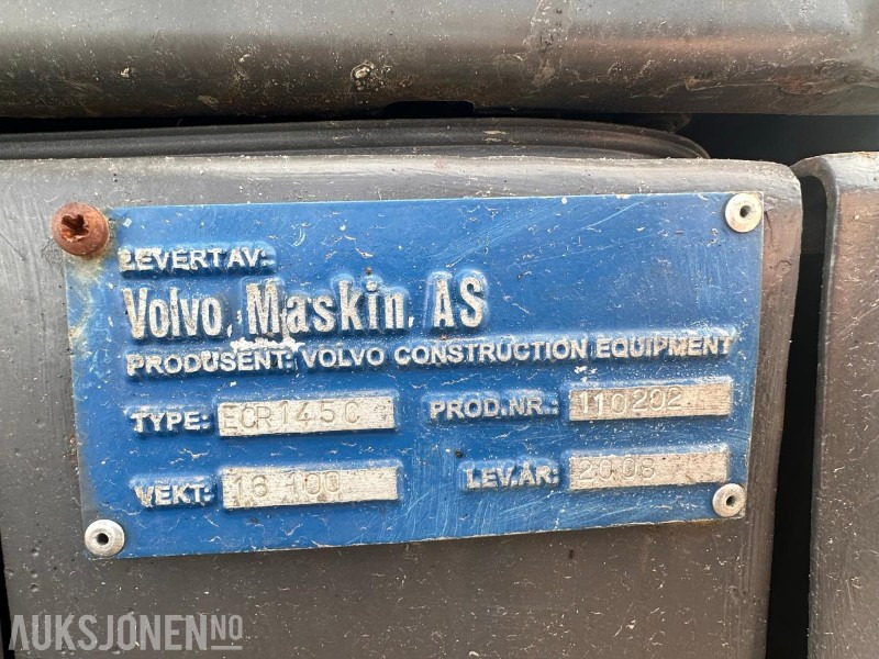 2008 Volvo ECR145C - Engcon tiltrotator - Puss og graveskuff. - Gravemaskin: bilde 5 2008 Volvo ECR145C - Engcon tiltrotator - Puss og graveskuff. - Gravemaskin: bilde 5