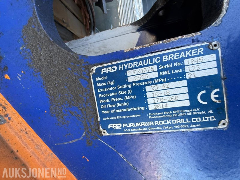 2014 Furukawa FXJ-375 dele-hammer - Anleggsmaskiner: bilde 3 2014 Furukawa FXJ-375 dele-hammer - Anleggsmaskiner: bilde 3
