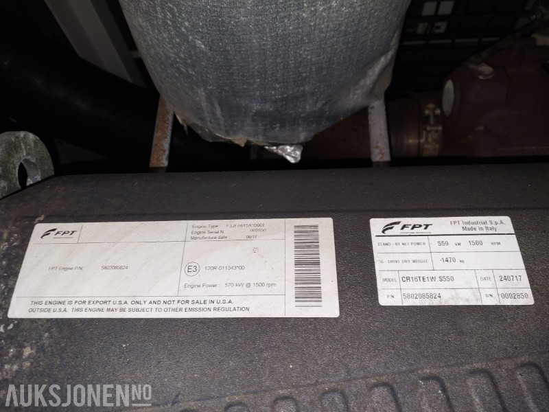 2017 DIESELAGGREGAT I CANOPY 555Kva -400Volt -50 Hz Kun gått 937 timer - Anleggsmaskiner: bilde 2 2017 DIESELAGGREGAT I CANOPY 555Kva -400Volt -50 Hz Kun gått 937 timer - Anleggsmaskiner: bilde 2