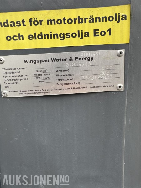 Kingspan Fuelmaster 3500L stasjonær dieseltank med pumpe og låsbart skap. - Anleggsmaskiner: bilde 5 Kingspan Fuelmaster 3500L stasjonær dieseltank med pumpe og låsbart skap. - Anleggsmaskiner: bilde 5