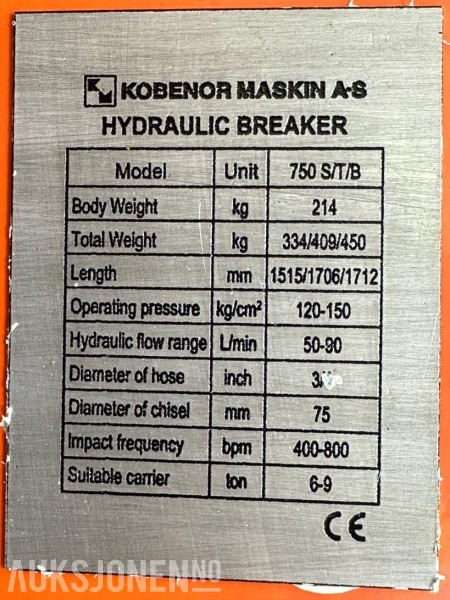 NY KM 750 Pigghammer s40/s50 CE merket FABRIKKGARANTI - Hydraulisk hammer: bilde 3 NY KM 750 Pigghammer s40/s50 CE merket FABRIKKGARANTI - Hydraulisk hammer: bilde 3