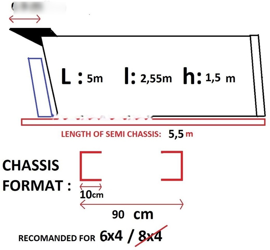 Bena 8x4 cu semissiu si cilindru : 5,5 m lungime semisasiu - Karosseri og eksteriør for Lastebil: bilde 2 Bena 8x4 cu semissiu si cilindru : 5,5 m lungime semisasiu - Karosseri og eksteriør for Lastebil: bilde 2