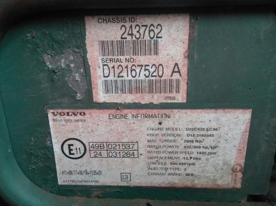 Volvo D12C   Volvo FH 12 - Motor for Lastebil: bilde 4 Volvo D12C   Volvo FH 12 - Motor for Lastebil: bilde 4