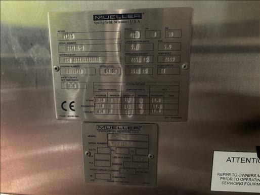 Utstyr for næringsmiddelindustrien Mueller P7505 Pure steam generator: bilde 6 Utstyr for næringsmiddelindustrien Mueller P7505 Pure steam generator: bilde 6