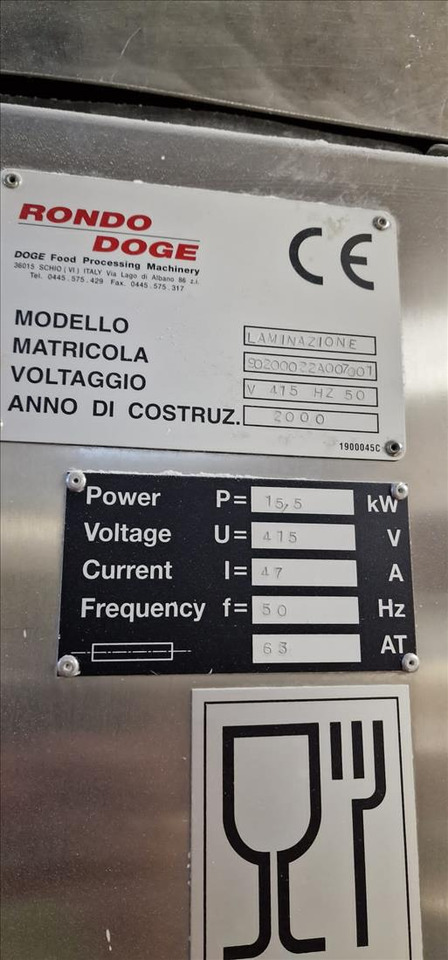 Bakeriutstyr Rondo Laminazione pastry sheeting line: bilde 14