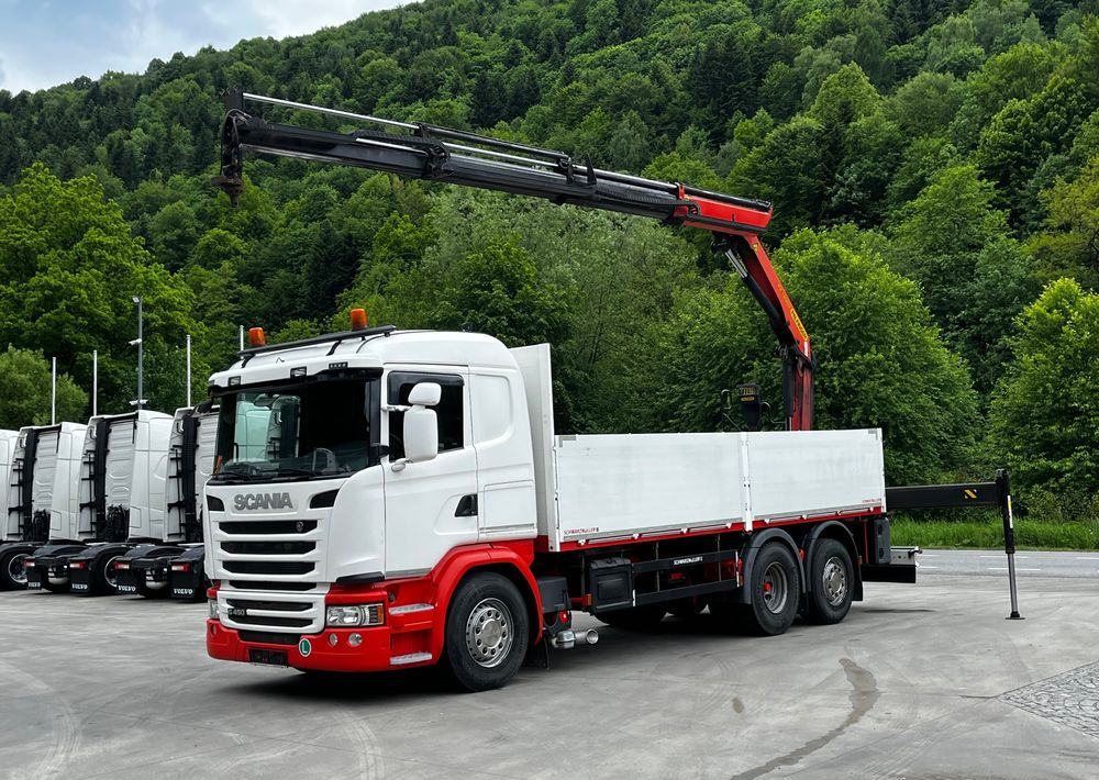 Scania G450 // 6x2// Skrzynia 6.40x2.49 // HDS Palfinger // Oś skrętna podnoszona // - Planbil, Kranbil: bilde 1 Scania G450 // 6x2// Skrzynia 6.40x2.49 // HDS Palfinger // Oś skrętna podnoszona // - Planbil, Kranbil: bilde 1