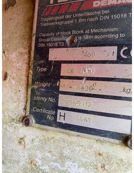 Terex Demag 160t hook block 5-sheave CC2800 / TC2800 - Lastebilkran for Bygg og anlegg: bilde 5 Terex Demag 160t hook block 5-sheave CC2800 / TC2800 - Lastebilkran for Bygg og anlegg: bilde 5