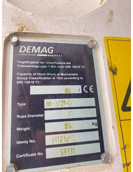 Terex Demag 80t hook block 3-sheaves, 21mm - Lastebilkran for Bygg og anlegg: bilde 5 Terex Demag 80t hook block 3-sheaves, 21mm - Lastebilkran for Bygg og anlegg: bilde 5