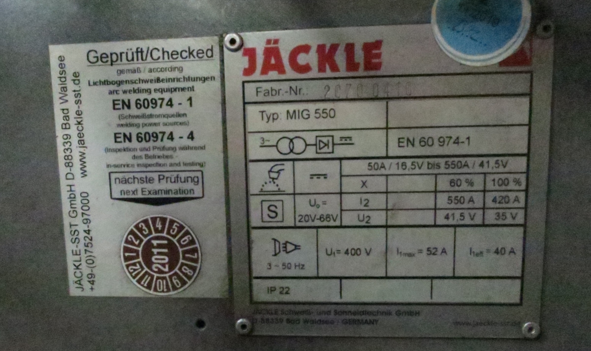 Jaeckle MIG 550 - Sveiseutstyr: bilde 3 Jaeckle MIG 550 - Sveiseutstyr: bilde 3