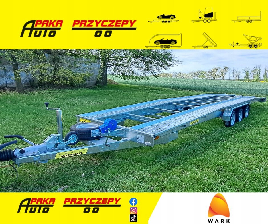 LAWETA Z NAJAZDAMI NA 2 AUTA 8,5x2M DMC 3500, 3 OSIE / CAR TRANSPORTER WITH RAMPS FOR 2 CARS 8.5x2M DMC 3500, 3 AXLES - Transporter tilhenger: bilde 1 LAWETA Z NAJAZDAMI NA 2 AUTA 8,5x2M DMC 3500, 3 OSIE / CAR TRANSPORTER WITH RAMPS FOR 2 CARS 8.5x2M DMC 3500, 3 AXLES - Transporter tilhenger: bilde 1