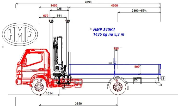 Mitsubishi FUSO 7C18 CANTER; Żuraw HDS; HMF 810-K1 - Planbil, Kranbil: bilde 4 Mitsubishi FUSO 7C18 CANTER; Żuraw HDS; HMF 810-K1 - Planbil, Kranbil: bilde 4