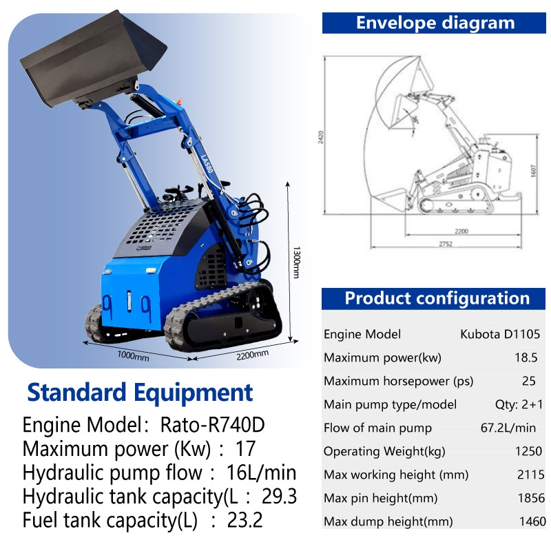 LEZUM Free Shipping LA380 Mini Skid Steer Loader Compact Track Diesel Cheap Mini Skid Steer Loader For Sale With Mini Skid Steer Attachments 4 In 1 Bucket - Kompaktlaster: bilde 2 LEZUM Free Shipping LA380 Mini Skid Steer Loader Compact Track Diesel Cheap Mini Skid Steer Loader For Sale With Mini Skid Steer Attachments 4 In 1 Bucket - Kompaktlaster: bilde 2
