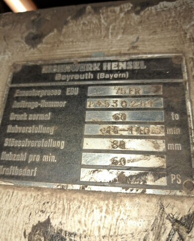 Epäkeskopuristin 60 tn Eisenwerk Hensel - Metallbearbeidingsmaskin: bilde 5 Epäkeskopuristin 60 tn Eisenwerk Hensel - Metallbearbeidingsmaskin: bilde 5