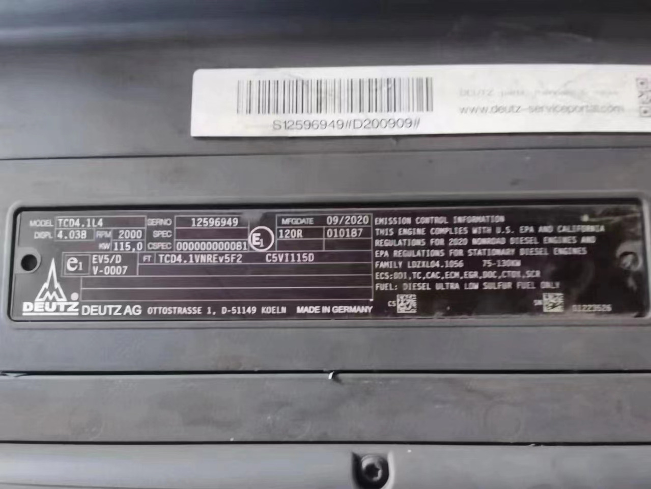 DEUTZ TCD41L4 - Motor for Gravemaskin: bilde 3 DEUTZ TCD41L4 - Motor for Gravemaskin: bilde 3