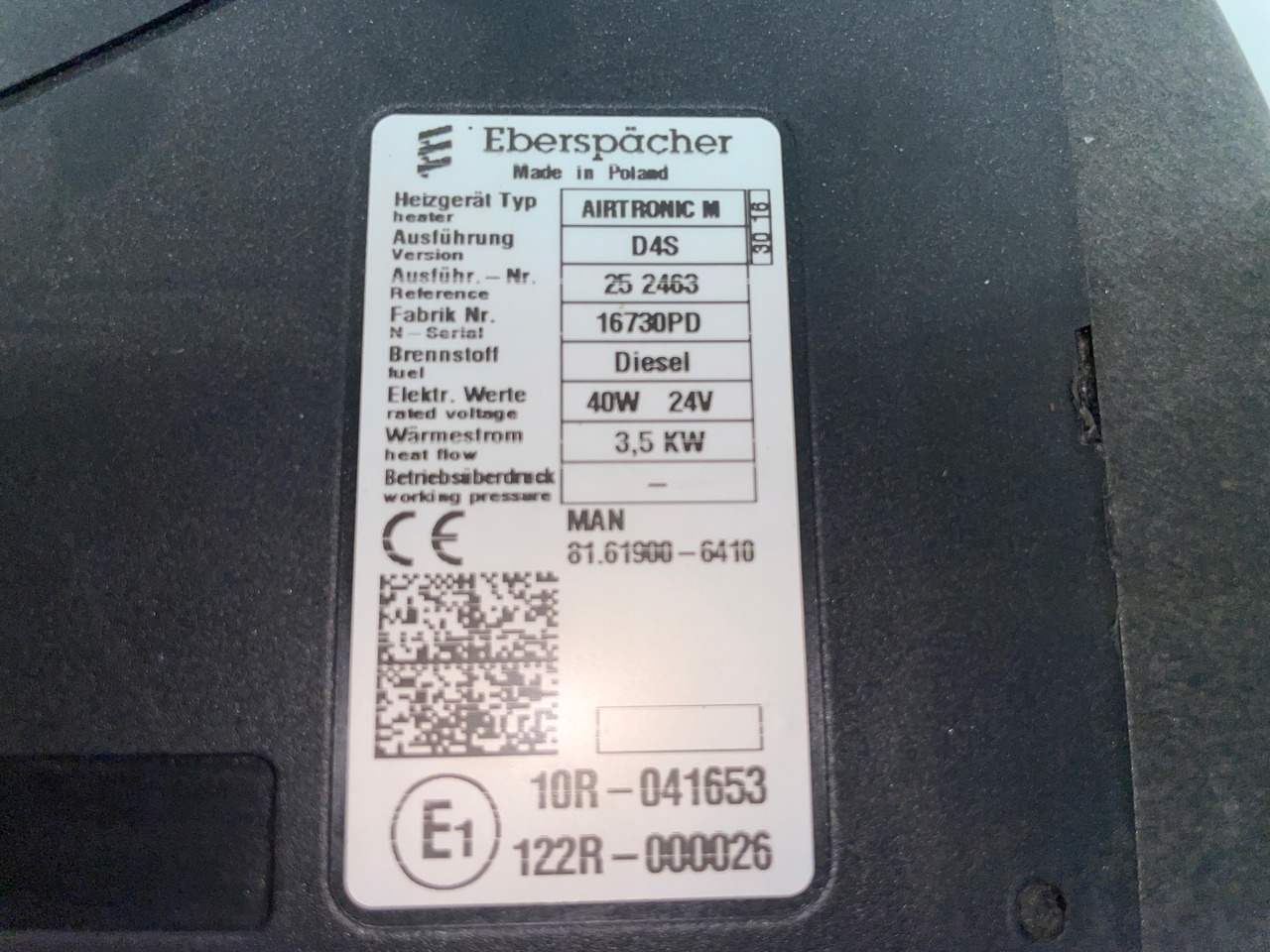 WEBASTO MAN TGX TGS D4S 81619006410 EBERSPACHER - Styreenhet for Lastebil: bilde 4 WEBASTO MAN TGX TGS D4S 81619006410 EBERSPACHER - Styreenhet for Lastebil: bilde 4