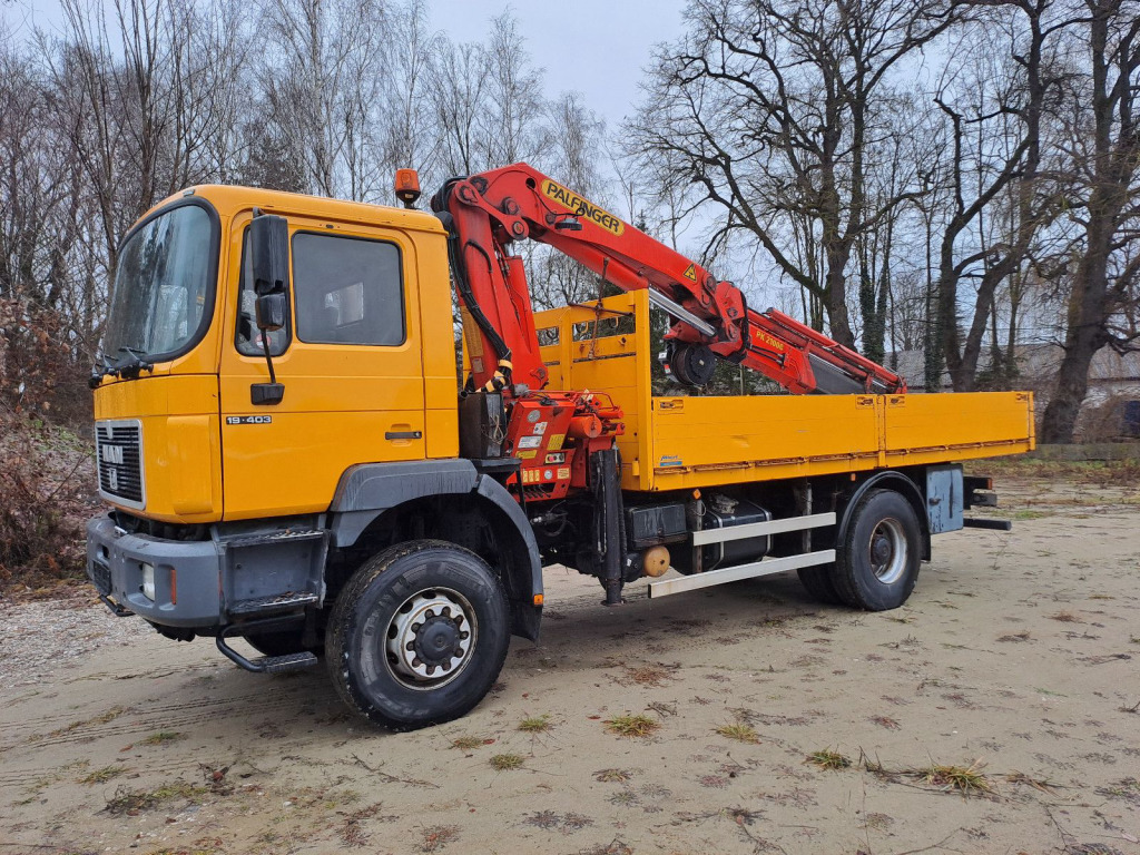 MAN 19.403 Pritsche 4x4 mit Palfingerkran PK 21000 mit Funk - Fernbedienung - Kranbil: bilde 1 MAN 19.403 Pritsche 4x4 mit Palfingerkran PK 21000 mit Funk - Fernbedienung - Kranbil: bilde 1