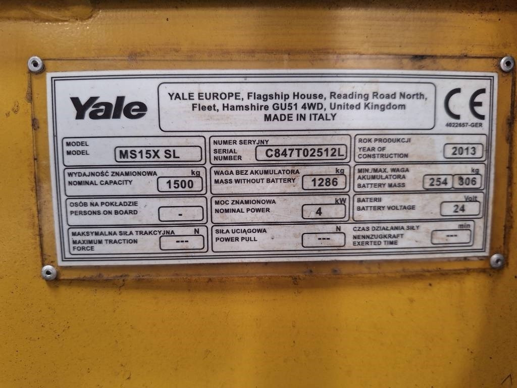 Gaffeltruck Yale MS 15x IL: bilde 8 Gaffeltruck Yale MS 15x IL: bilde 8