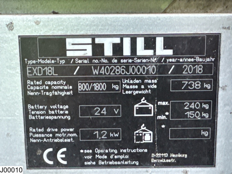 Still EXD18L 1800 kg, 2.11 m, Electric, 383 hours - Stabler: bilde 5 Still EXD18L 1800 kg, 2.11 m, Electric, 383 hours - Stabler: bilde 5