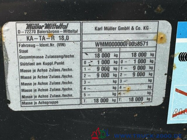 Müller-Mitteltal KA-TA- R 18,0 Tandem 3 Seitenkipper NL 13.500kg - Tipphenger: bilde 4 Müller-Mitteltal KA-TA- R 18,0 Tandem 3 Seitenkipper NL 13.500kg - Tipphenger: bilde 4
