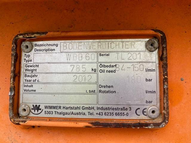WIMMER WBD 60 Verdichterplatte MIETE / RENTAL (99002207) - Utstyr for Bygg og anlegg: bilde 3 WIMMER WBD 60 Verdichterplatte MIETE / RENTAL (99002207) - Utstyr for Bygg og anlegg: bilde 3