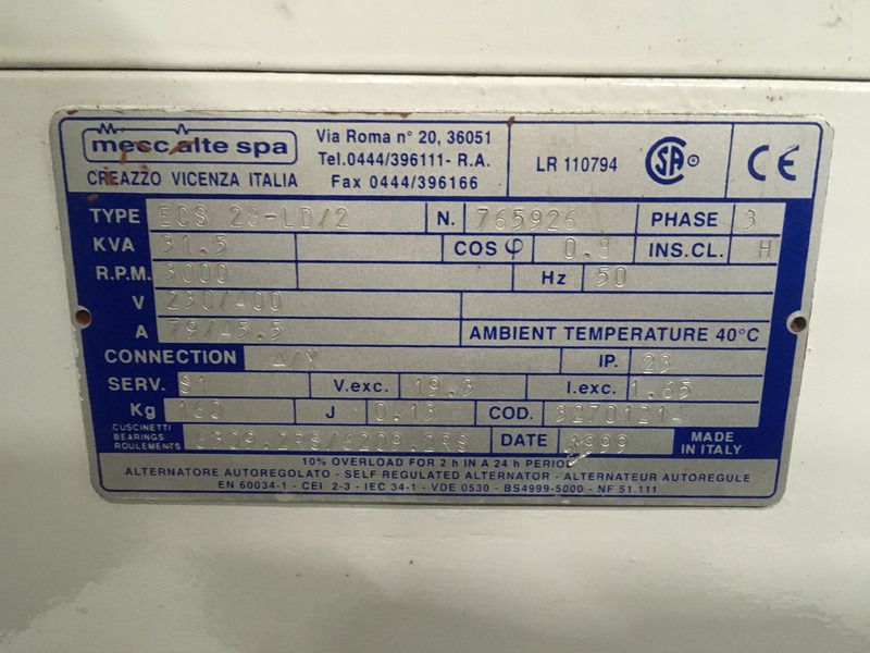 Lombardini LDW 1204 GENERATOR 31.5 KVA USED - Elektrisk generator: bilde 5 Lombardini LDW 1204 GENERATOR 31.5 KVA USED - Elektrisk generator: bilde 5
